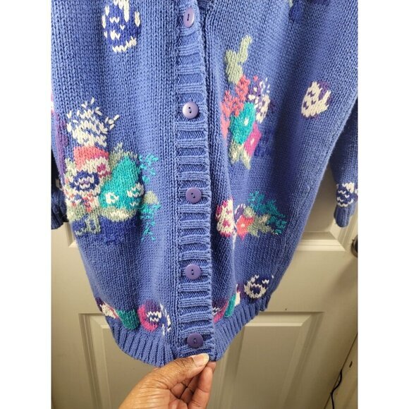 Vintage Point Of View Collection Floral Cardigan Sweater Women's Size M Acrylic - Picture 11 of 14